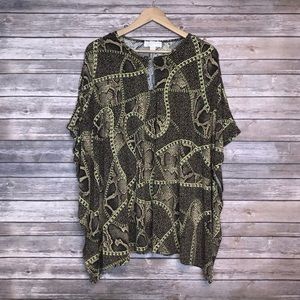 Michael Kors Large Brown Gold Poncho Top